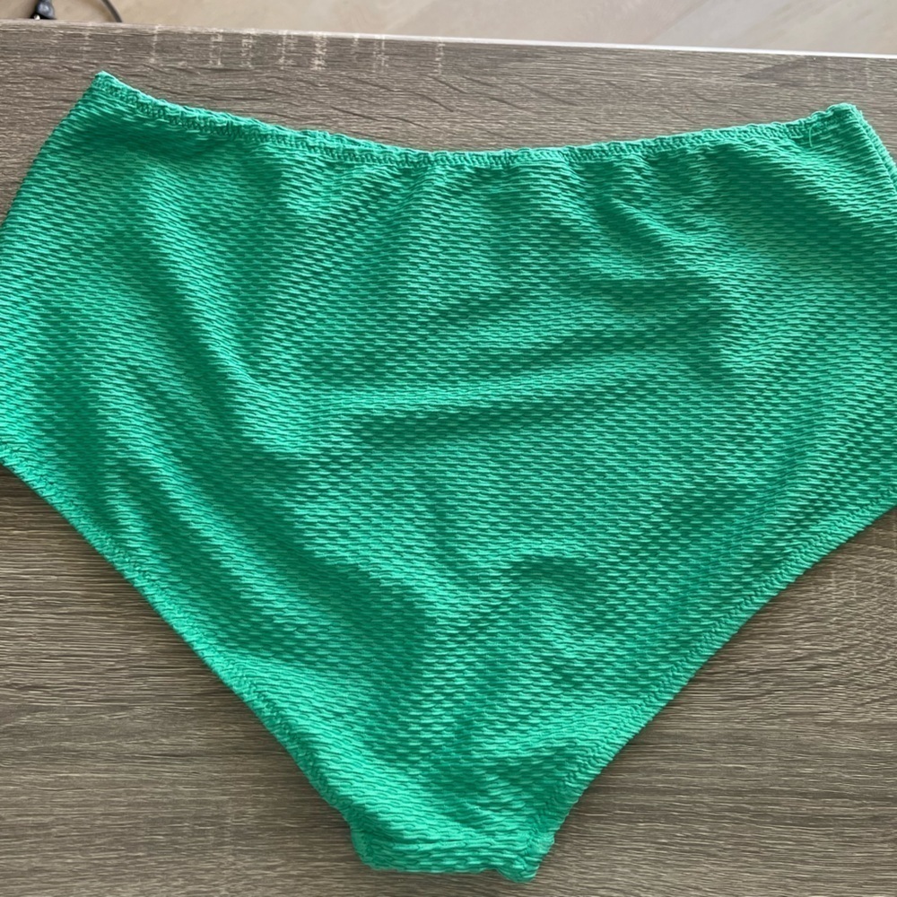 Aerie Green High Waisted Full Coverage Textured Bikini Swim Bottoms - Picture 5 of 6